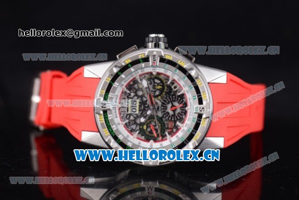 Richard Mille RM60-01 Asia Automatic Steel Case with Skeleton Dial Red Rubber Strap and Stick/Arabic Numeral Markers - Click Image to Close